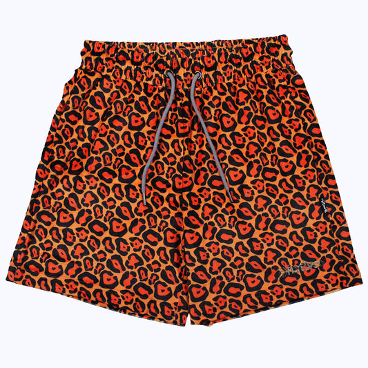 leopard velour shorts in volcano