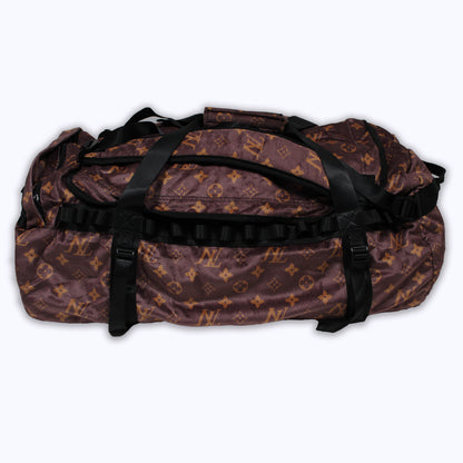 nl velour duffel bag backpack in brown/gold