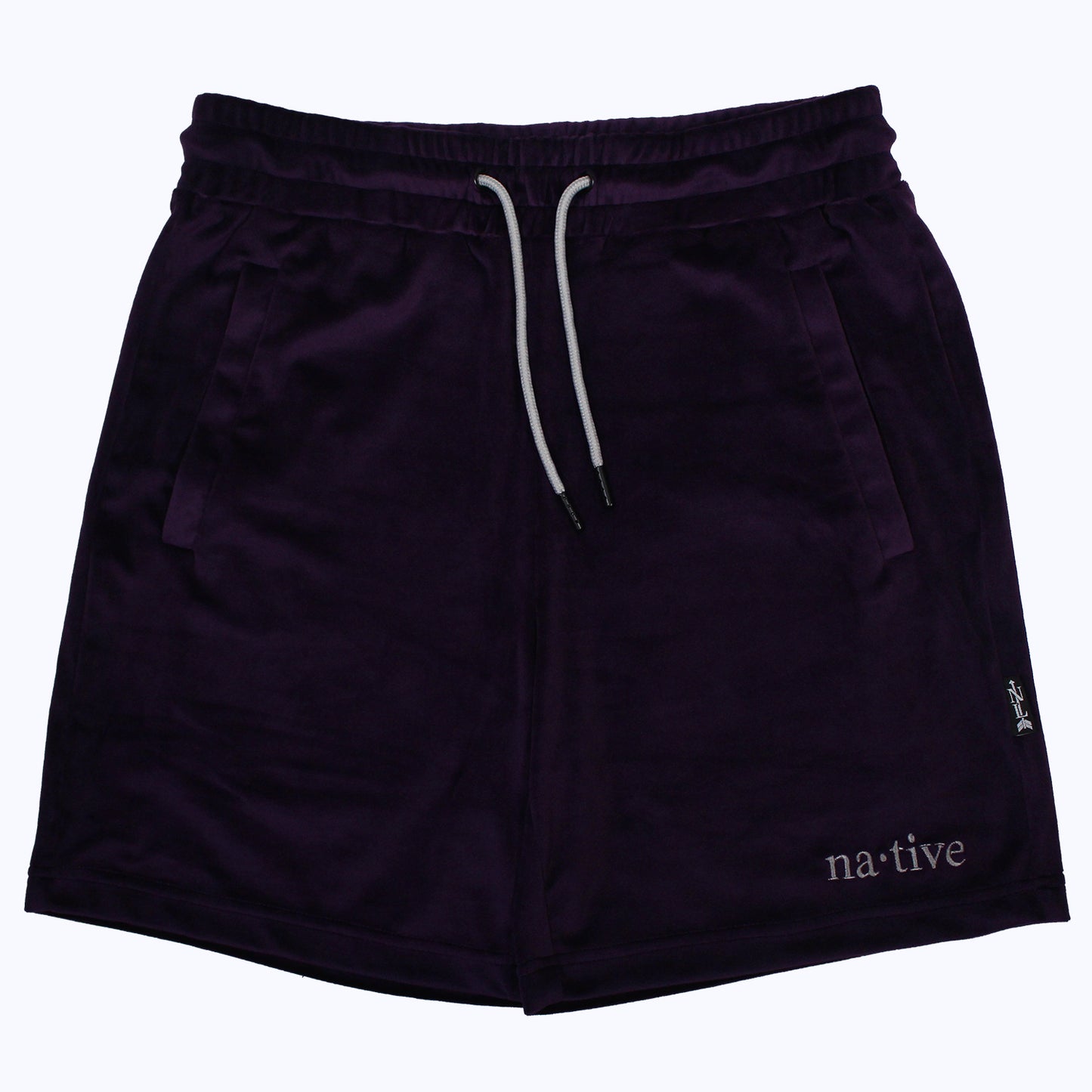 velour shorts in deep purple