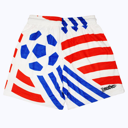 world cup 94 velour shorts in white/blue/red