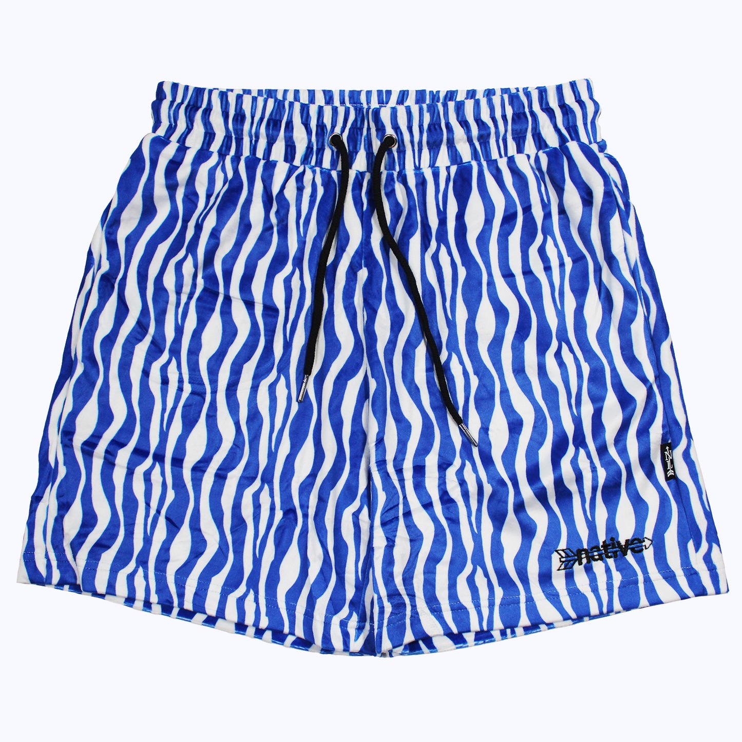 zebra velour shorts in white/blue