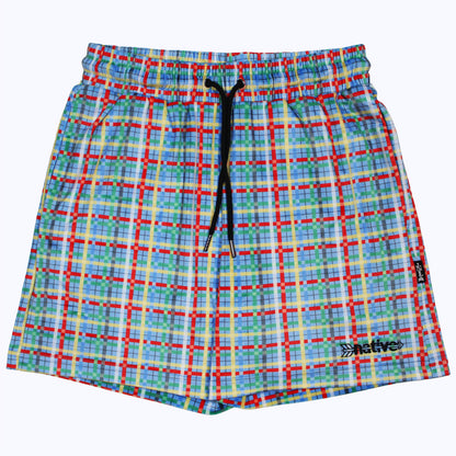 plaid velour shorts in blue