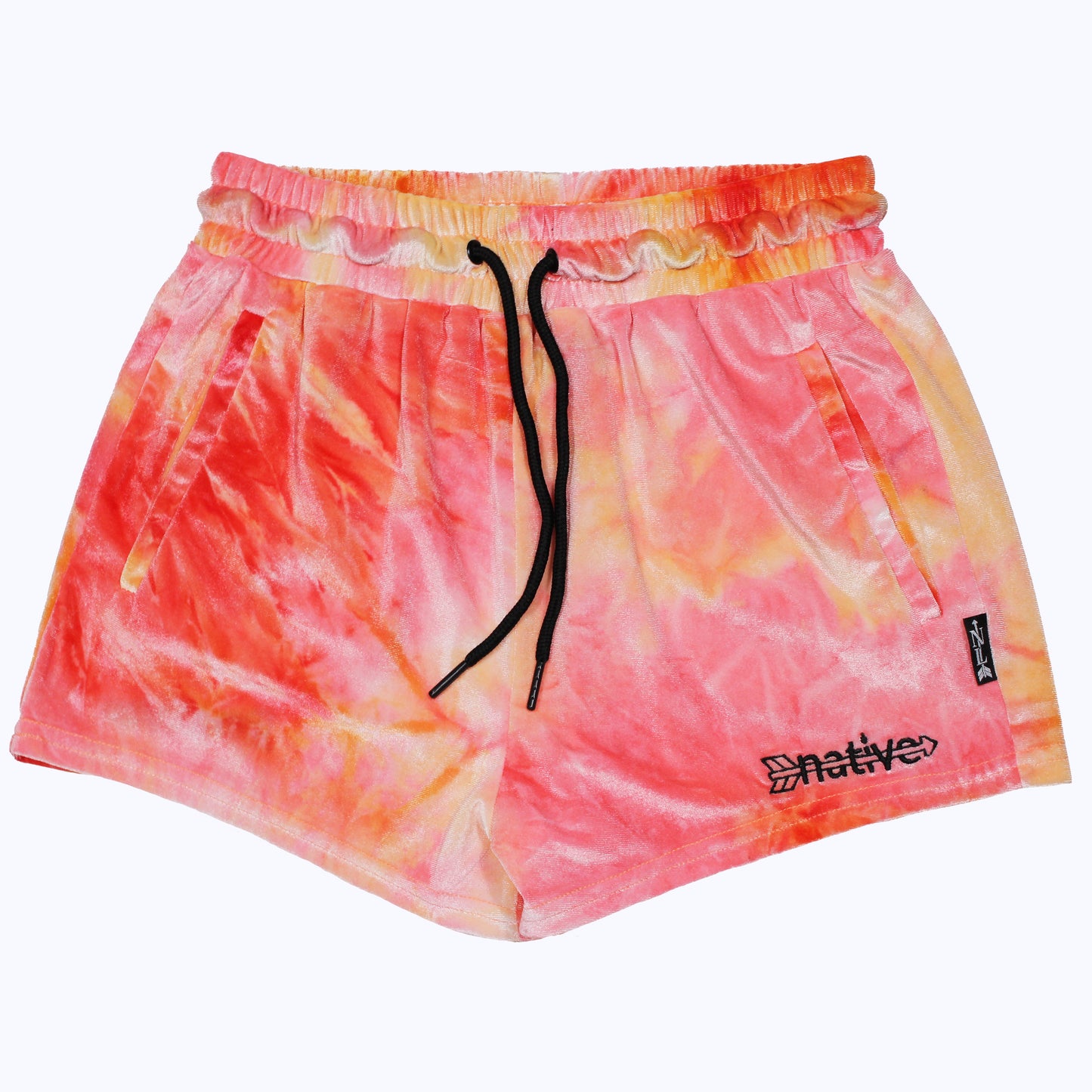 tie dye velvet shorties in sunrise