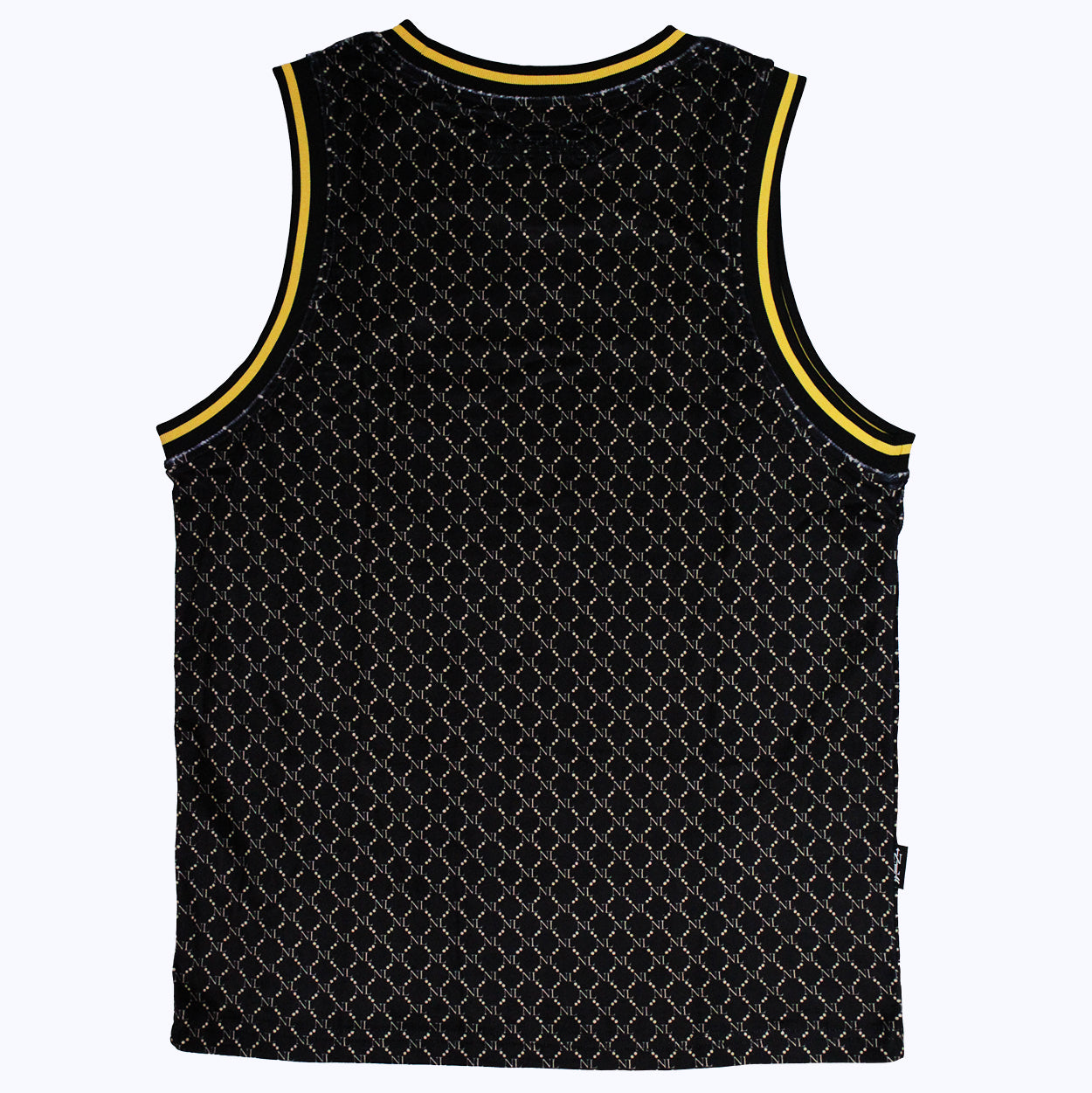 chain linked nl velour basketball jersey in black/cream