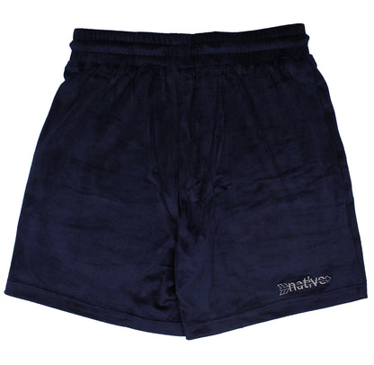 velour shorts in navy/silver