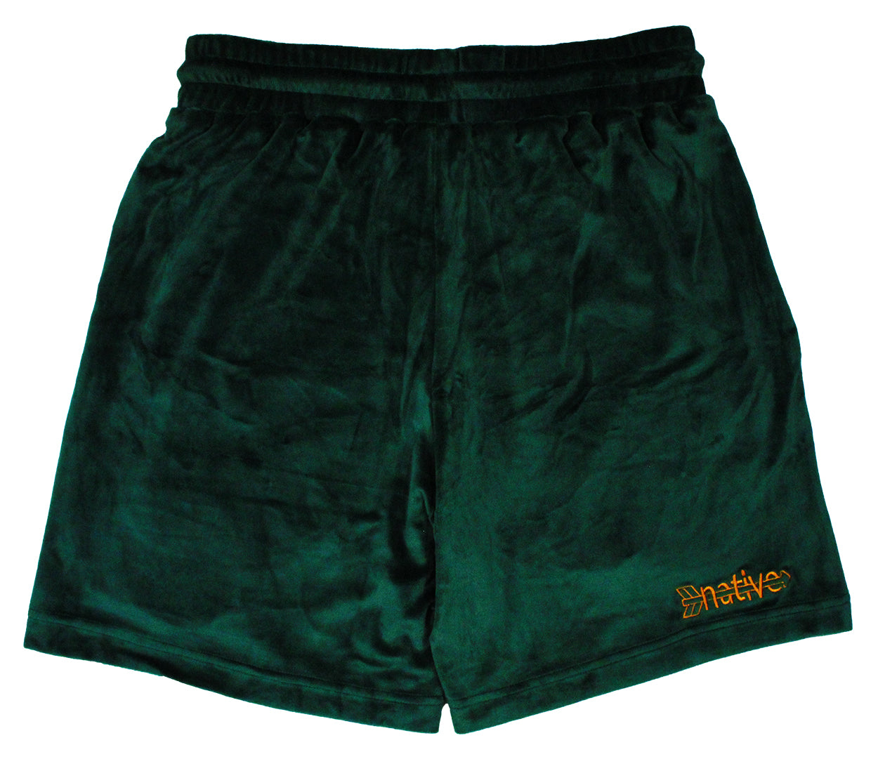 velour shorts in forest green/gold with kilroys on kirkwood